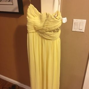 Max and Cleo buttercup strapless prom gown